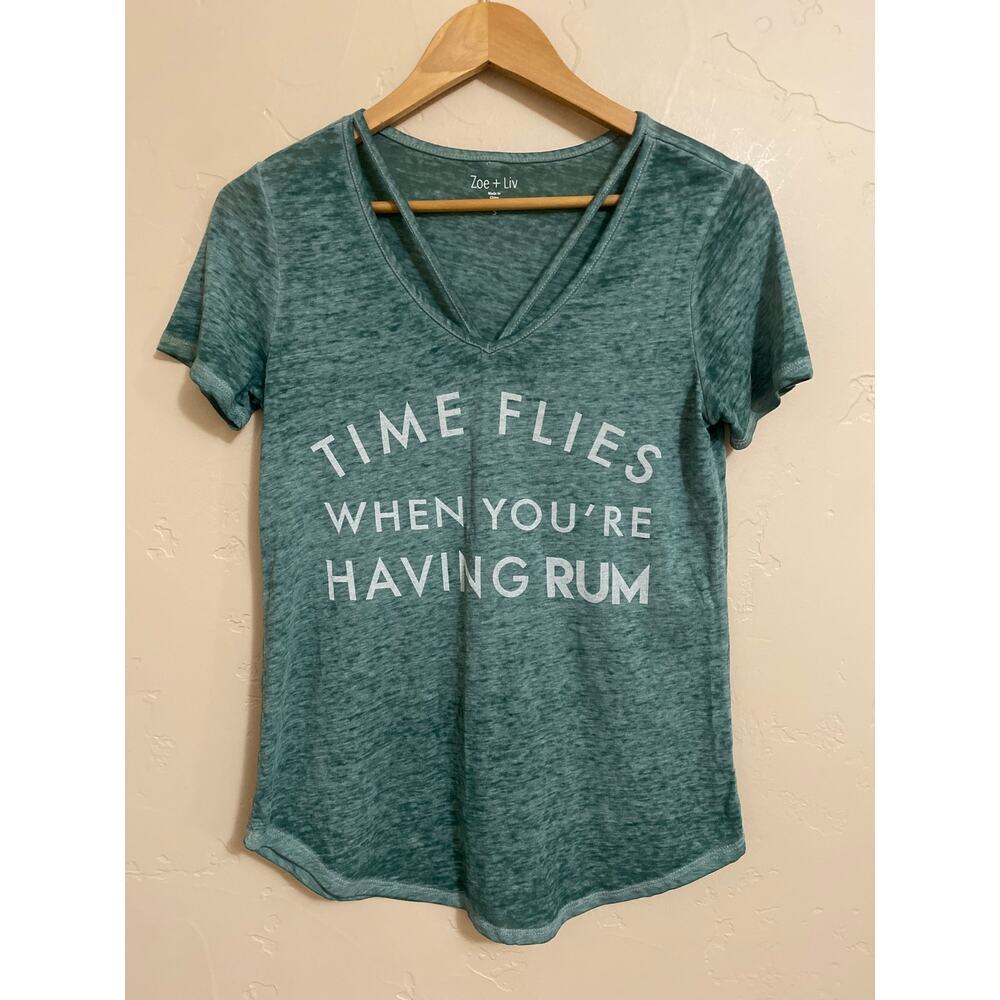 Zoe + Liv Printed Womens Tee Shirt Top Size Small Summer